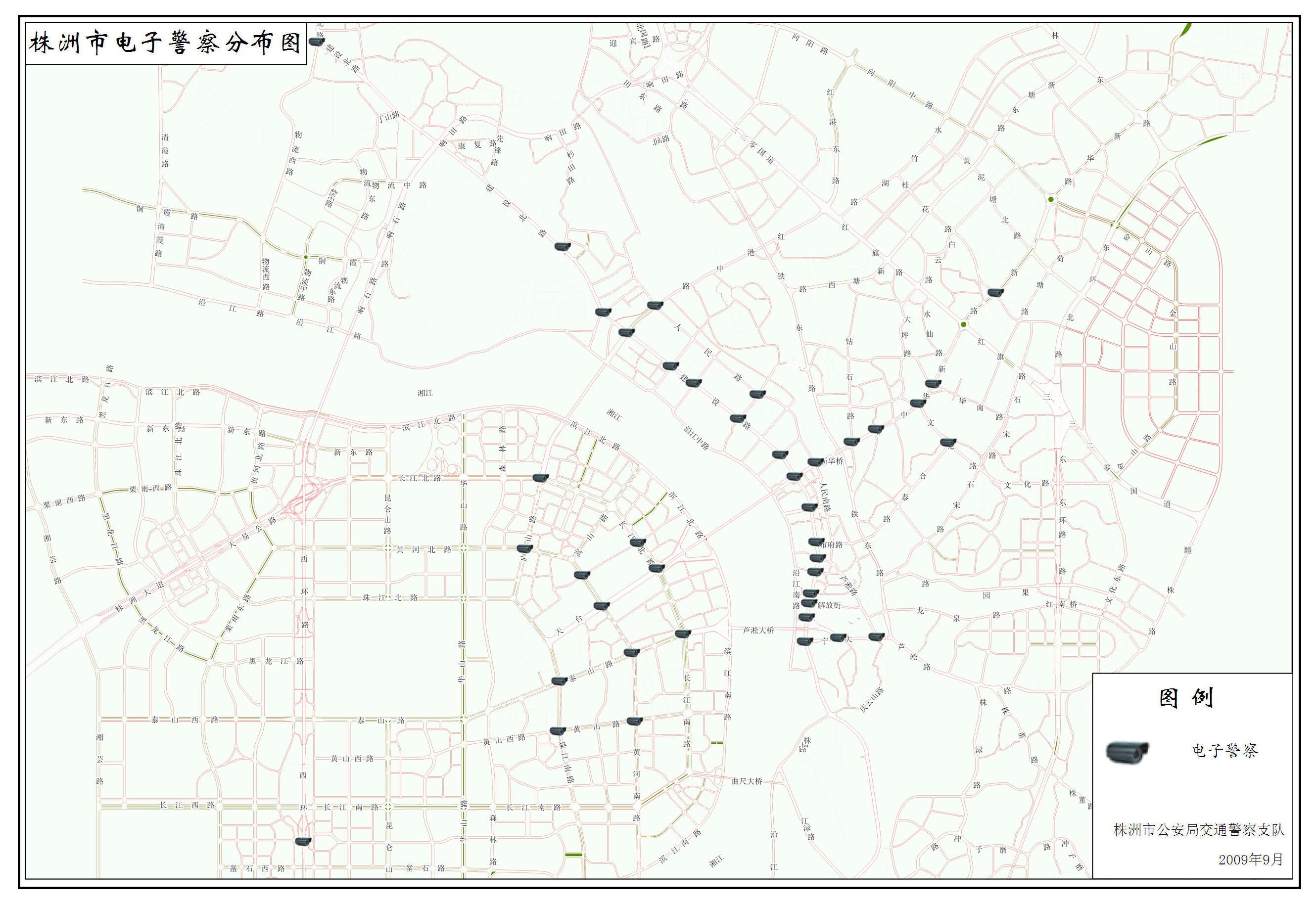 株洲市电子警察设备分布位置示意图