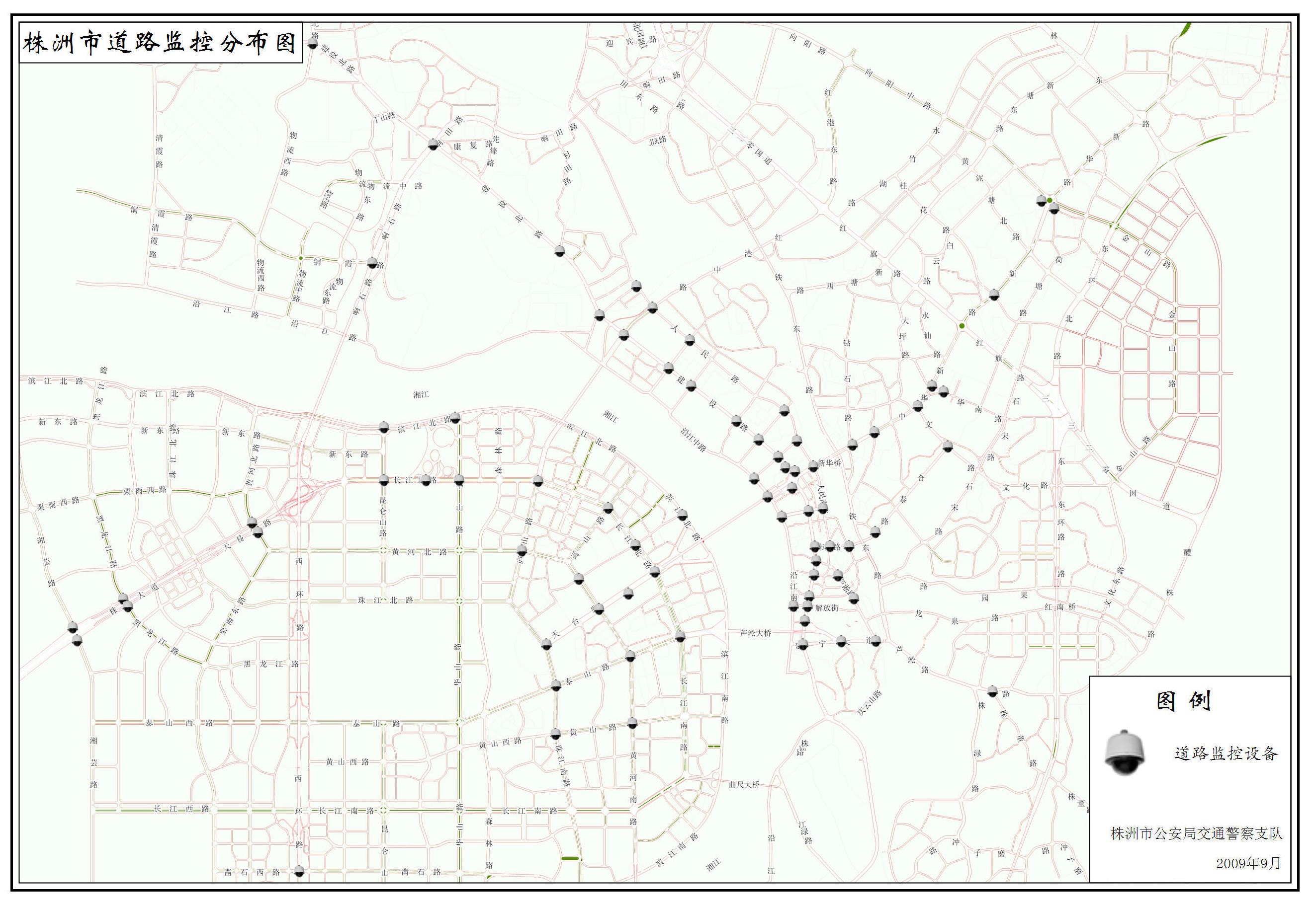 株洲市道路监控设备分布位置示意图